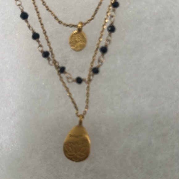 Staya Jewelry, triple strand necklace, 18k gold plated, 16” L - Picture 2 of 7